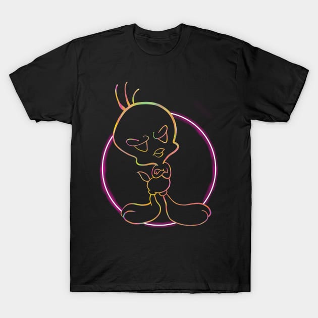 Trippy neon Light bird T-Shirt by Kakescribble